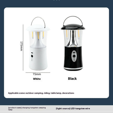 2 Pcs Camping Lantern Rechargeable USB Powered LED Tent Lamp for Outdoor Hiking Emergency