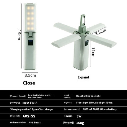 Foldable Camping Light Rechargeable Lantern Portable Flashlight for Camping Emergencies