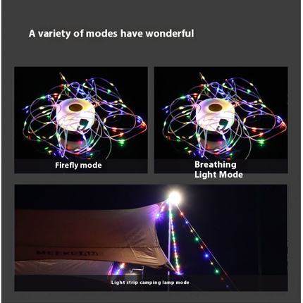 Camping String Lights Rechargeable Tent Lights String Hanging Waterproof Portable LED Lamp