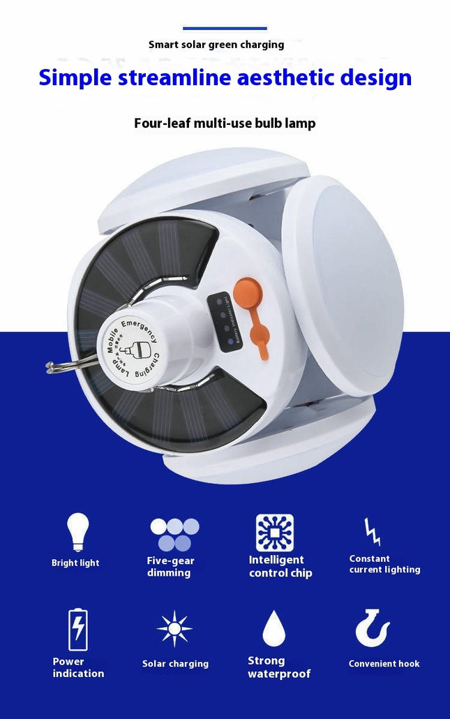 2 Pcs LED Camping Blub Tent Solar Lantern Rechargeable Foldable Remote Control Portable Light