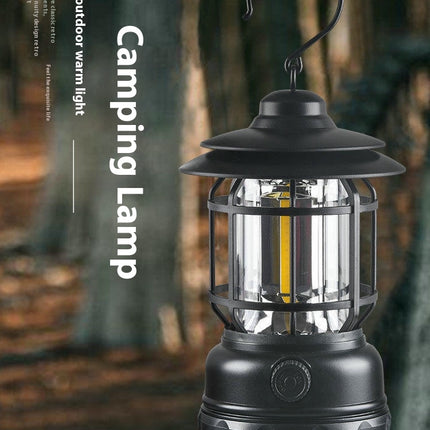 2 Pcs Vintage Rechargeable LED Lantern Battery Operated Camping Light for Outdoor Camping