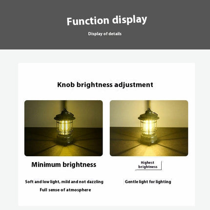 2 Pcs Vintage Rechargeable LED Lantern Battery Operated Camping Light for Outdoor Camping