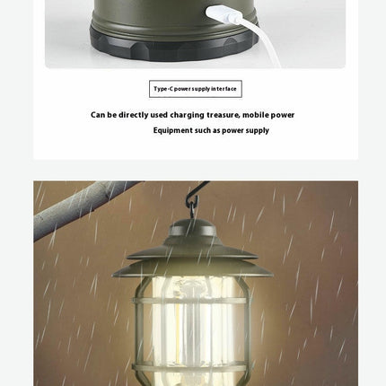 2 Pcs Vintage Rechargeable LED Lantern Battery Operated Camping Light for Outdoor Camping
