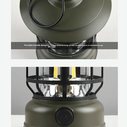2 Pcs Vintage Rechargeable LED Lantern Battery Operated Camping Light for Outdoor Camping