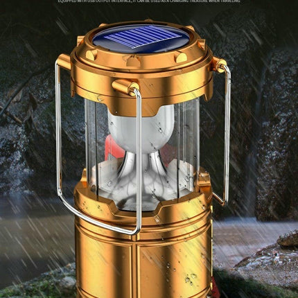 2 Pcs LED Camping Lantern, Solar and Rechargeable Lantern Flashlight Collapsible Portable Light