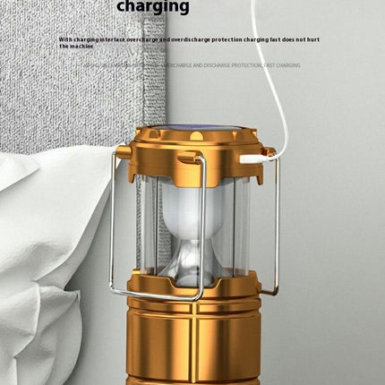 2 Pcs LED Camping Lantern, Solar and Rechargeable Lantern Flashlight Collapsible Portable Light
