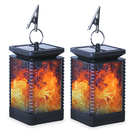 2 Pack Dual Use Solar Flickering Flame Lights Outdoor Lantern Lights for Garden Lawn Patio Yard