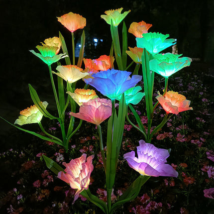 2 Pcs Solar Flower Lights Garden Decorations Outdoor Decorative Stake Lights for Pathway Yard Lawn