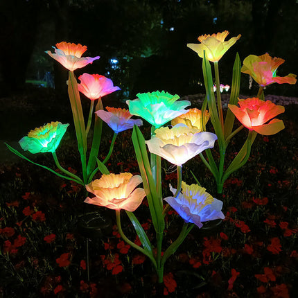 2 Pcs Solar Flower Lights Garden Decorations Outdoor Decorative Stake Lights for Pathway Yard Lawn
