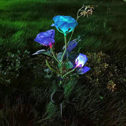 2 Pack Garden Rose Flowers Outdoor Solar Lights for Outside Yard Decorations