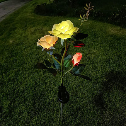 2 Pack Garden Rose Flowers Outdoor Solar Lights for Outside Yard Decorations