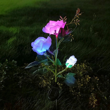 2 Pack Garden Rose Flowers Outdoor Solar Lights for Outside Yard Decorations