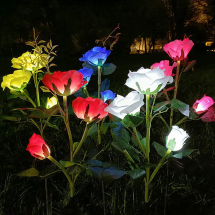 2 Pack Garden Rose Flowers Outdoor Solar Lights for Outside Yard Decorations