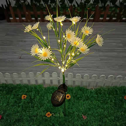 2 Pack Outdoor Waterproof Solar Garden Lights with Daisy Flowers for Outside Garden Yard Patio