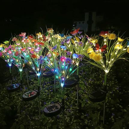 2 Pack Outdoor Waterproof Solar Garden Lights with Daisy Flowers for Outside Garden Yard Patio
