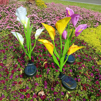 2 Pack Outdoor Waterproof Solar Garden Lights with Calla Lily Flowers for Outside Garden Yard Patio