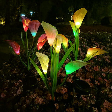 2 Pack Outdoor Waterproof Solar Garden Lights with Calla Lily Flowers for Outside Garden Yard Patio
