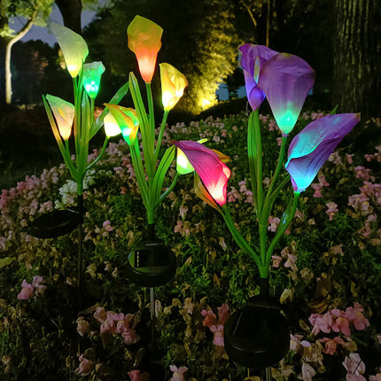 2 Pack Outdoor Waterproof Solar Garden Lights with Calla Lily Flowers for Outside Garden Yard Patio
