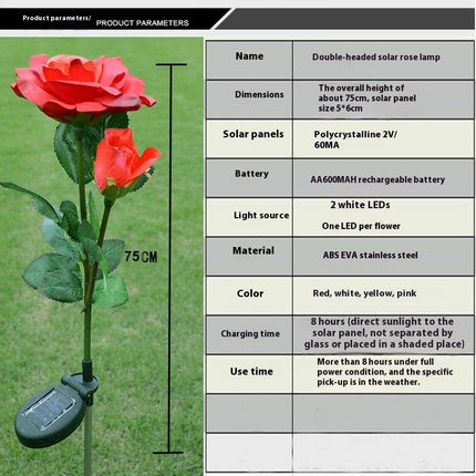 2 Pack Solar Rose Flowers Outdoor Garden Lights Solar Lights for Outside Yard Decorations