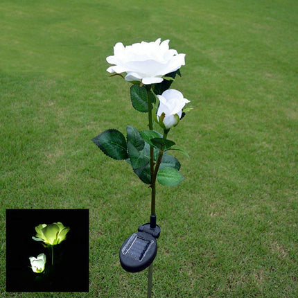 2 Pack Solar Rose Flowers Outdoor Garden Lights Solar Lights for Outside Yard Decorations