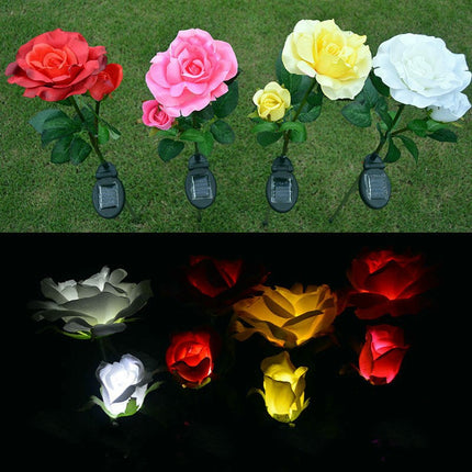 2 Pack Solar Rose Flowers Outdoor Garden Lights Solar Lights for Outside Yard Decorations