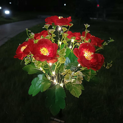 2 Pack Solar Garden Lights with Blooming Flowers Solar Outdoor Lights for Outside Yard Garden