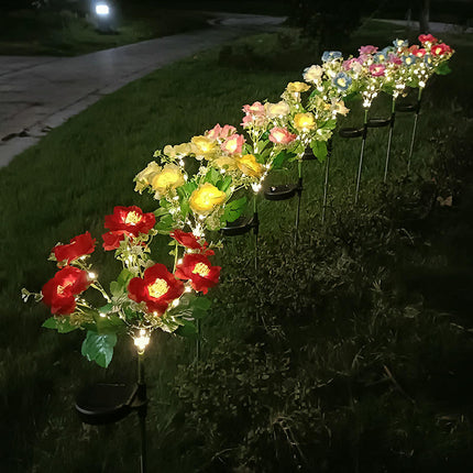 2 Pack Solar Garden Lights with Blooming Flowers Solar Outdoor Lights for Outside Yard Garden