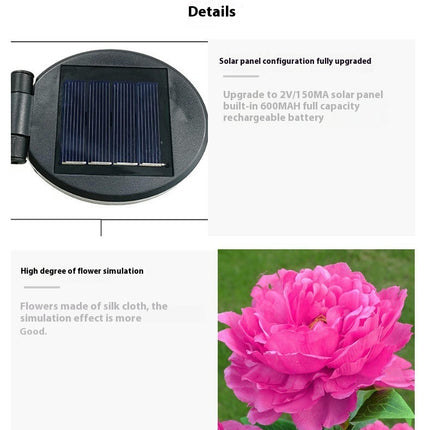 2 Pack Solar Garden Lights Flowers Solar Outdoor Waterproof Lights for Outside Yard Garden