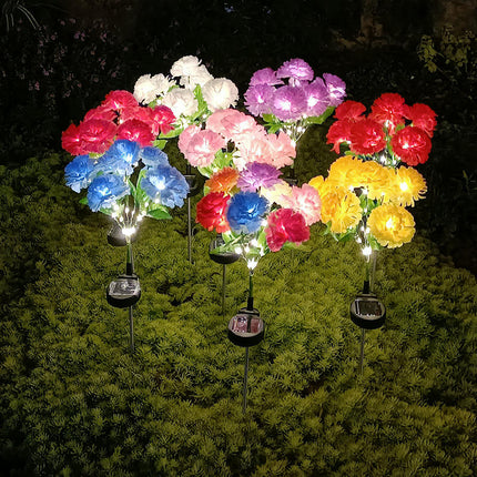 2 Pack Solar Garden Lights Carnation Flowers Waterproof Outdoor Lights for Outside Yard Garden