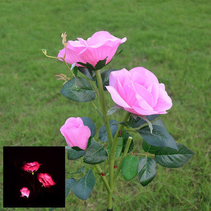 2 Packs Solar Flower Lights Garden Outdoor Waterproof 3 Roses Solar Lights for Patio Yard Lawn Decor