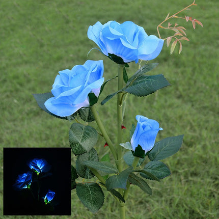 2 Packs Solar Flower Lights Garden Outdoor Waterproof 3 Roses Solar Lights for Patio Yard Lawn Decor
