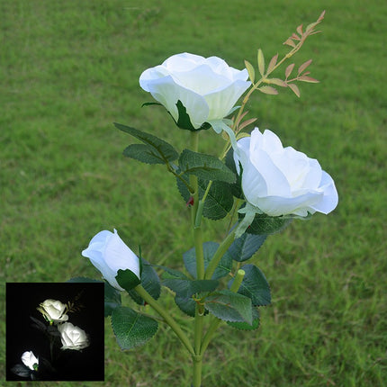 2 Packs Solar Flower Lights Garden Outdoor Waterproof 3 Roses Solar Lights for Patio Yard Lawn Decor