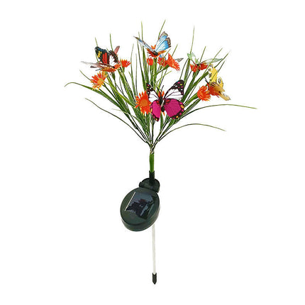 2 Pack Solar Lights Outdoor Garden Decor with Daisy Flowers & Butterfly for Garden Yard Patio