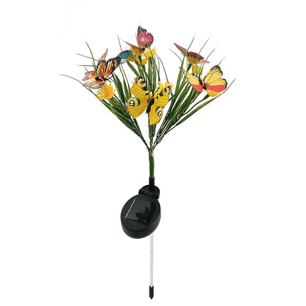 2 Pack Solar Lights Outdoor Garden Decor with Daisy Flowers & Butterfly for Garden Yard Patio