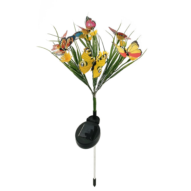 2 Pack Solar Lights Outdoor Garden Decor with Daisy Flowers & Butterfly for Garden Yard Patio