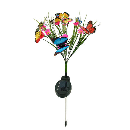 2 Pack Solar Lights Outdoor Garden Decor with Daisy Flowers & Butterfly for Garden Yard Patio