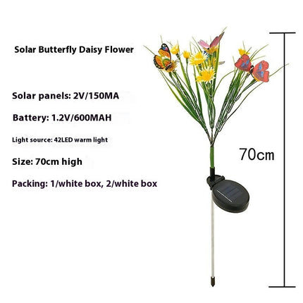 2 Pack Solar Lights Outdoor Garden Decor with Daisy Flowers & Butterfly for Garden Yard Patio