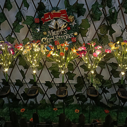 2 Pack Solar Lights Outdoor Garden Decor with Daisy Flowers & Butterfly for Garden Yard Patio