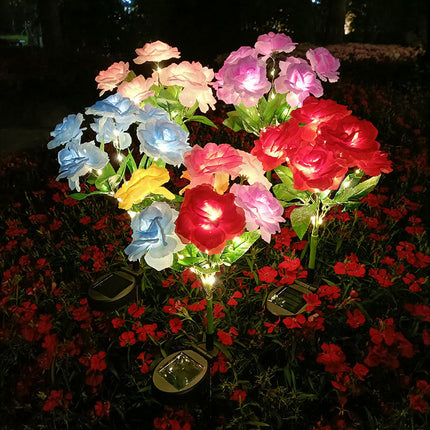 2 Pack Solar Outdoor Lights Rose Flowers Decorative Solar Lights for Outside Garden Decor