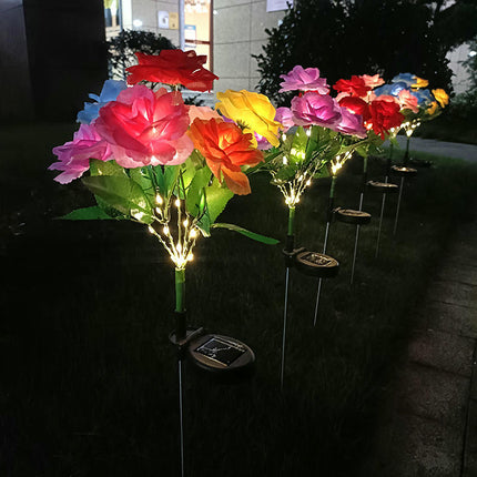 2 Pack Solar Outdoor Lights Rose Flowers Decorative Solar Lights for Outside Garden Decor