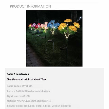 2 Pack Solar Outdoor Lights Rose Flowers Decorative Solar Lights for Outside Garden Decor