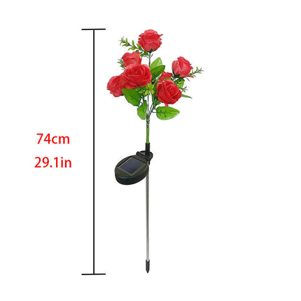 Solar Lights Flower with 7 Roses for Outdoor Garden Patio Yard Pathway Decoration