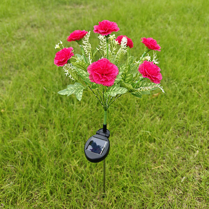 2 Pack Carnation Flowers Solar Lights Waterproof Garden Stake Lights for Garden Lawn Patio Backyard