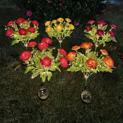 2 Pack Carnation Flowers Solar Lights Waterproof Garden Stake Lights for Garden Lawn Patio Backyard