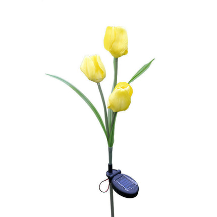 2 Pack Solar Lights with Tulips Flower Decorative Garden Lights for Backyard Lawn