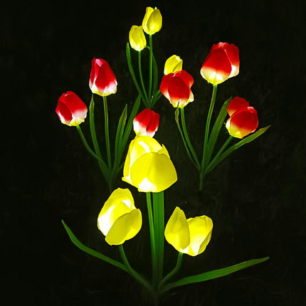 2 Pack Solar Lights with Tulips Flower Decorative Garden Lights for Backyard Lawn