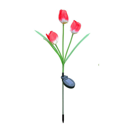 2 Pack Solar Lights with Tulips Flower Decorative Garden Lights for Backyard Lawn