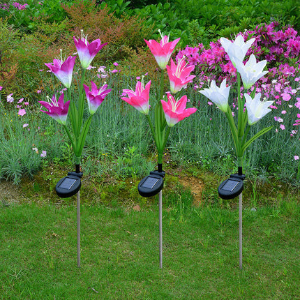 Outdoor Garden Solar Garden Lights with Lily Flowers Waterproof Solar Lights for Outside Yard Decor