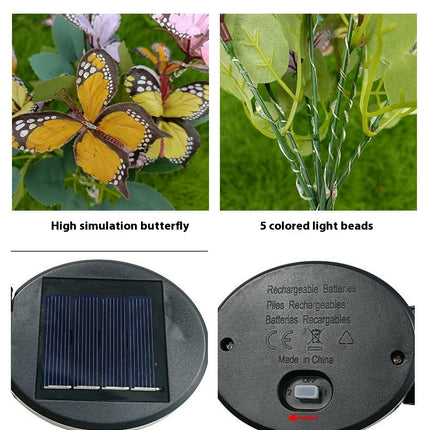 Outdoor Waterproof 2 Pack Butterfly Solar Lights for Garden Yard Patio Lawn Decor