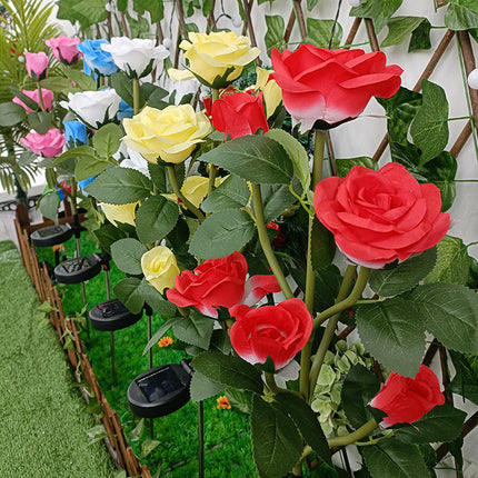 2 Pack Waterproof Solar Garden Lights with 7 Rose Flowers for Patio Yard Pathway Decor